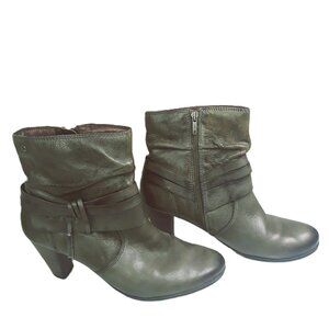 Pikolinos Verona Olive Green Leather Heeled Ankle Boots 40 EU/9 US
